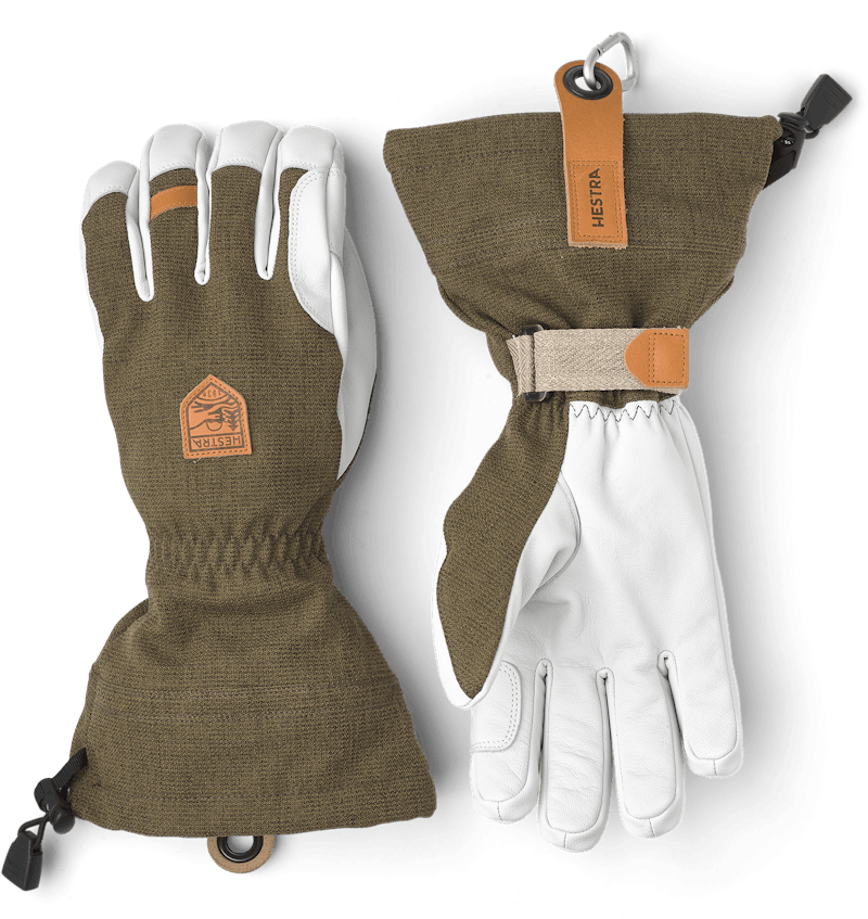 Hestra Army Leather Patrol Gauntlet - 5 finger Olive
