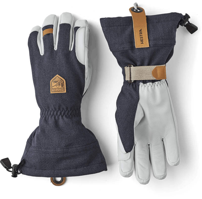Hestra Army Leather Patrol Gauntlet - 5 finger Navy