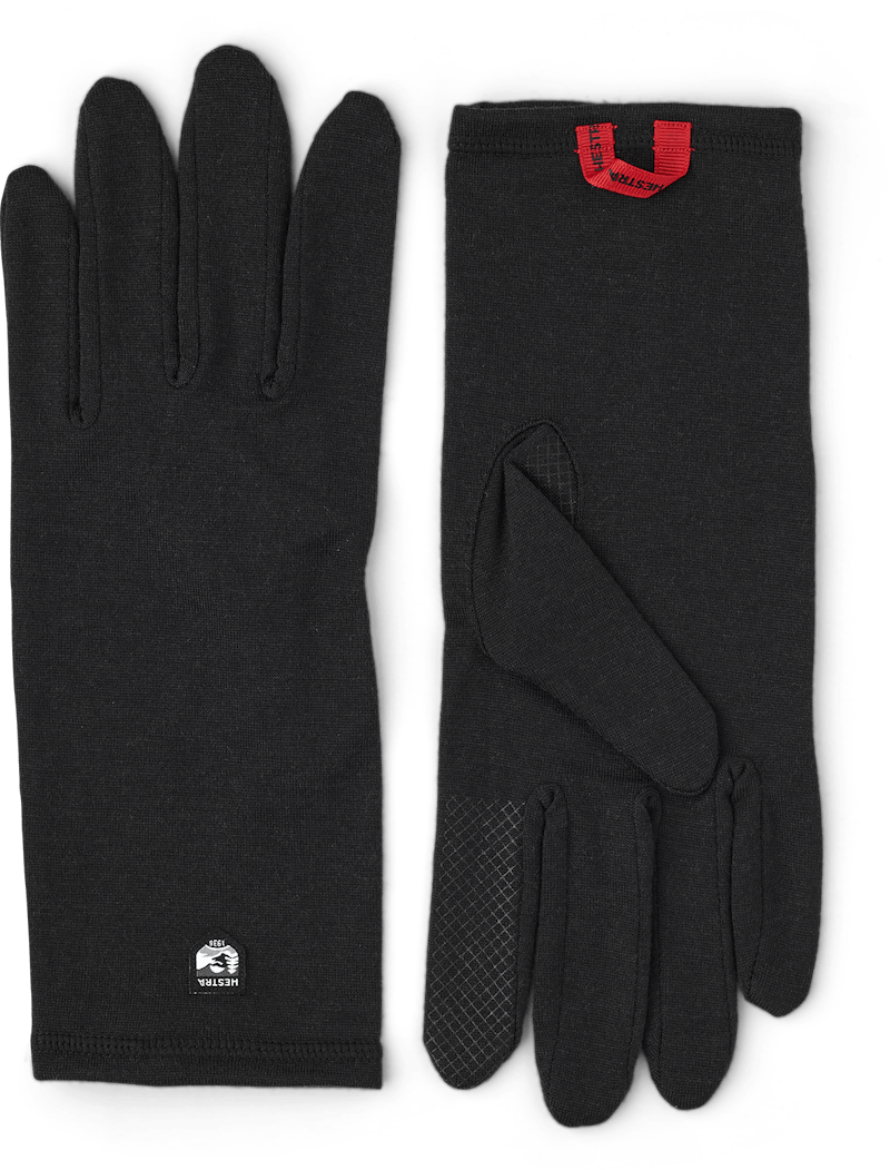 Hestra Merino Wool Liner Long - 5 finger Black